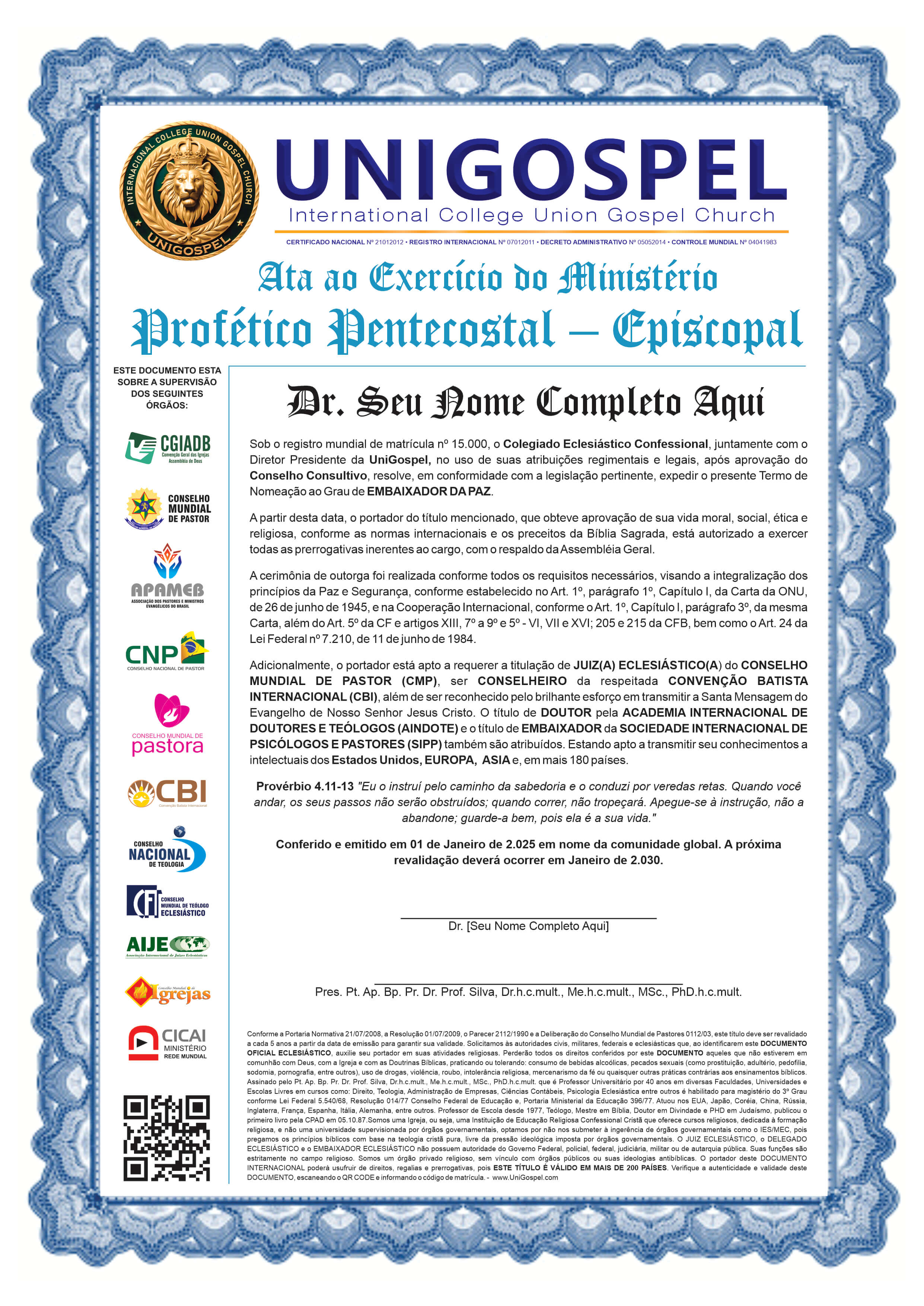 Ata de Ministério Profético Pentecostal