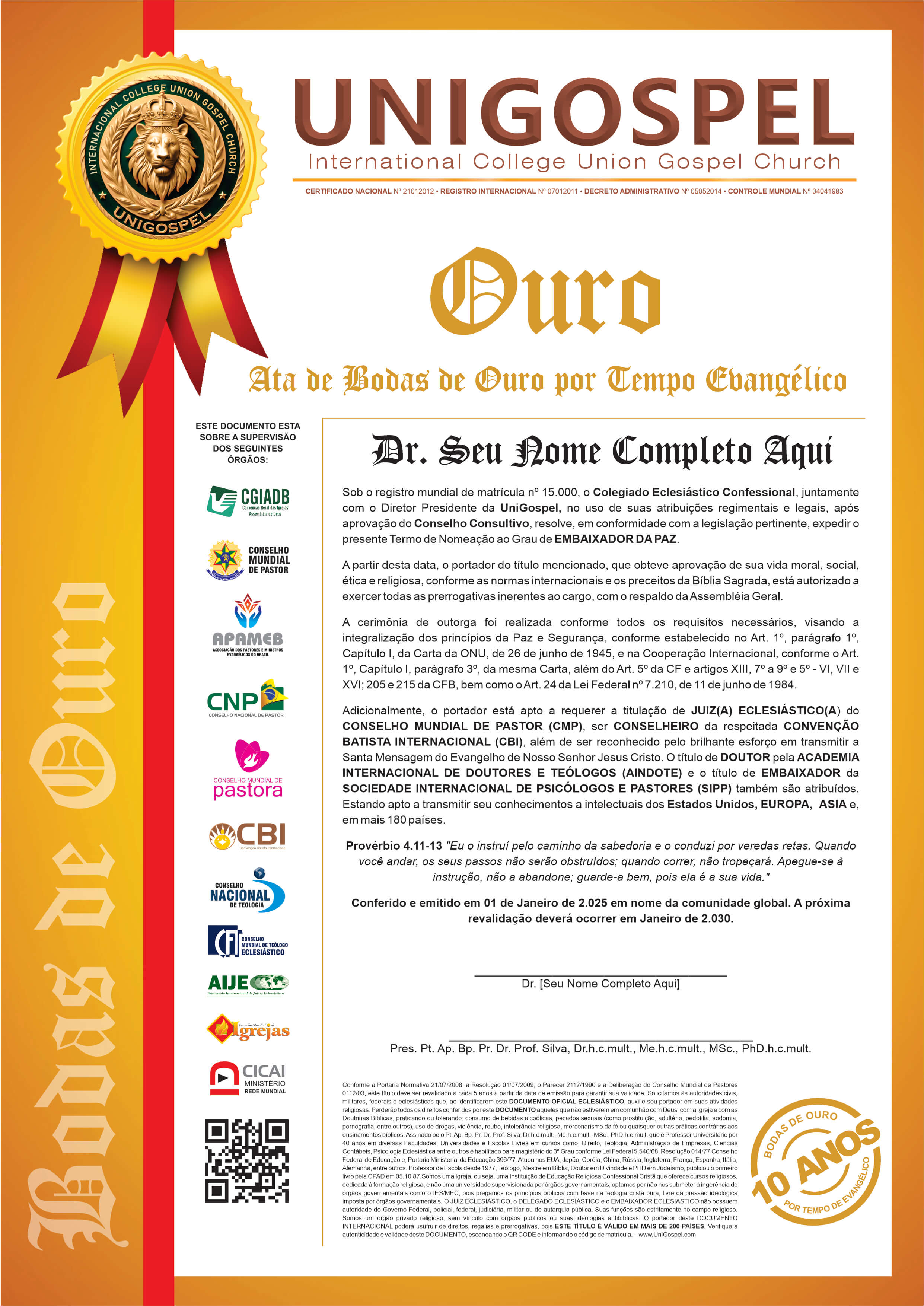 Ata de Bodas de Ouro