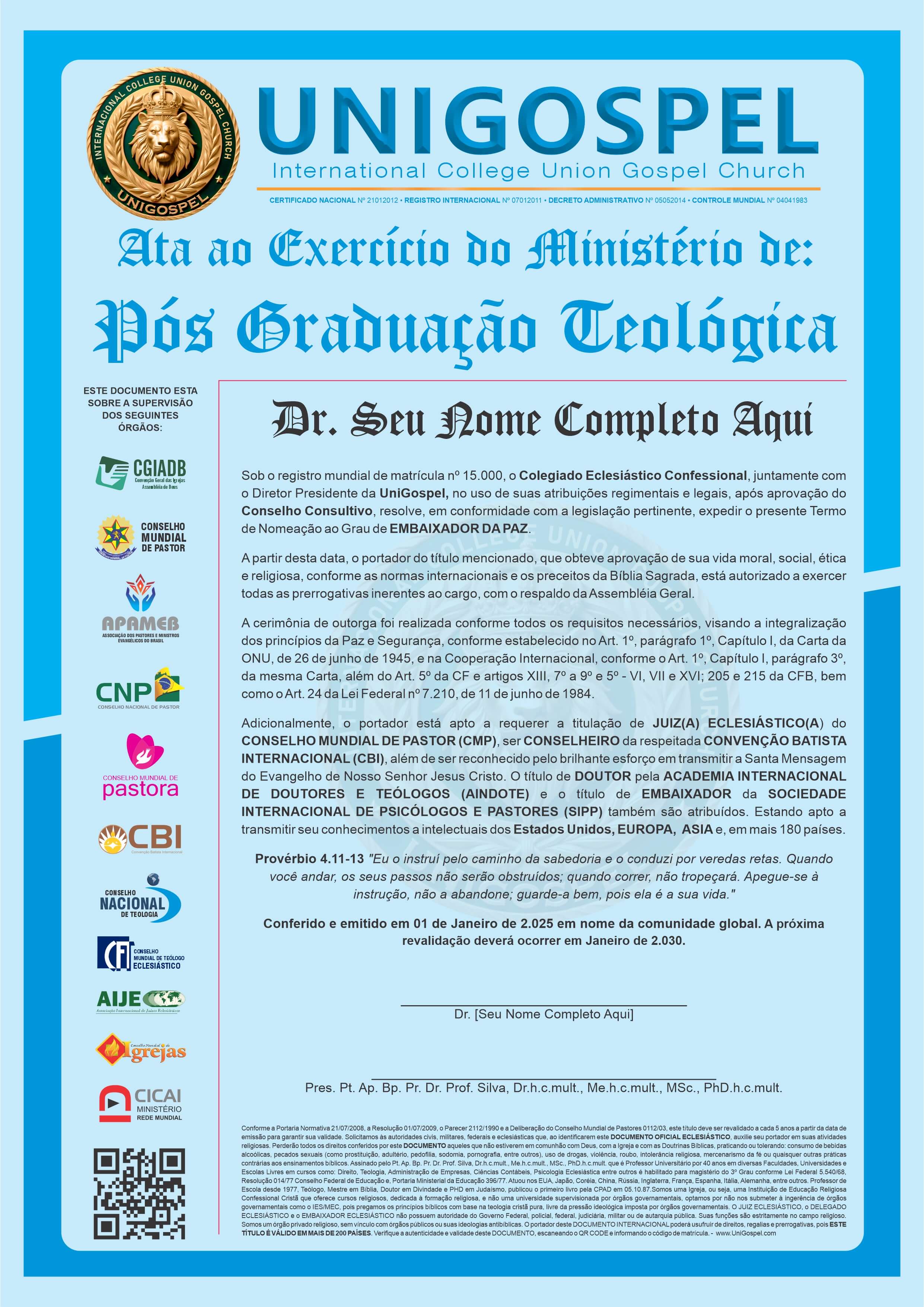 Ata de Pós-Graduação Teológica